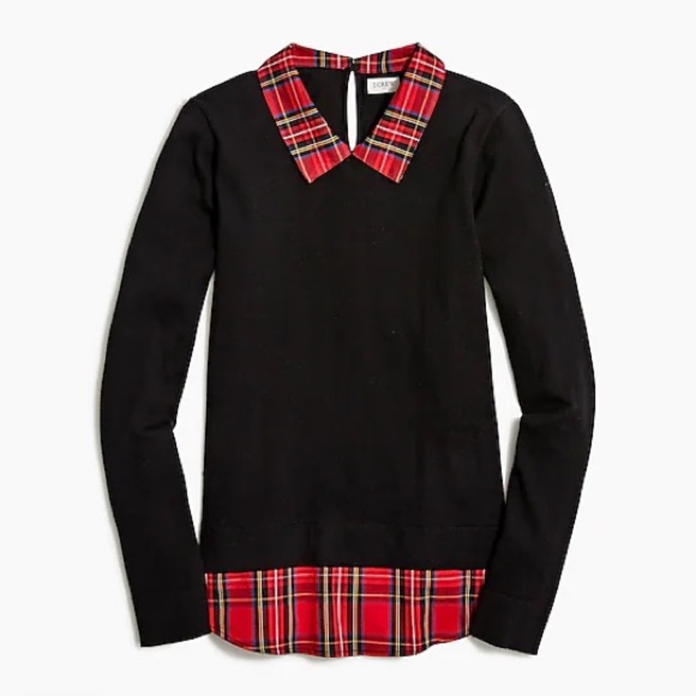 NWT J.Crew Tartan Woven Collar Sweater - Picture 4 of 4